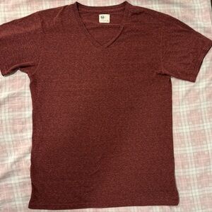 AG Adriano Goldschmied Men’s V-Neck L Red Heather Soft Tri-Blend Tee 🇺🇸